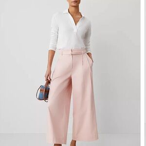 Ann Taylor Light Pink Cropped Wide-Leg Pants
